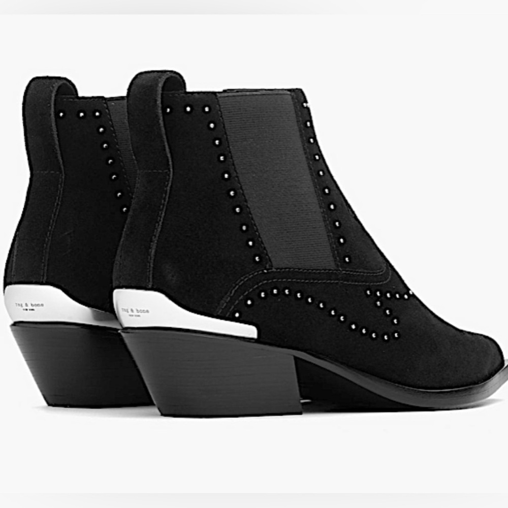 Rag & Bone Westin Suede Black Ankle Boots w/Studded Detail Size 7.5/37.5 New - Picture 4 of 12